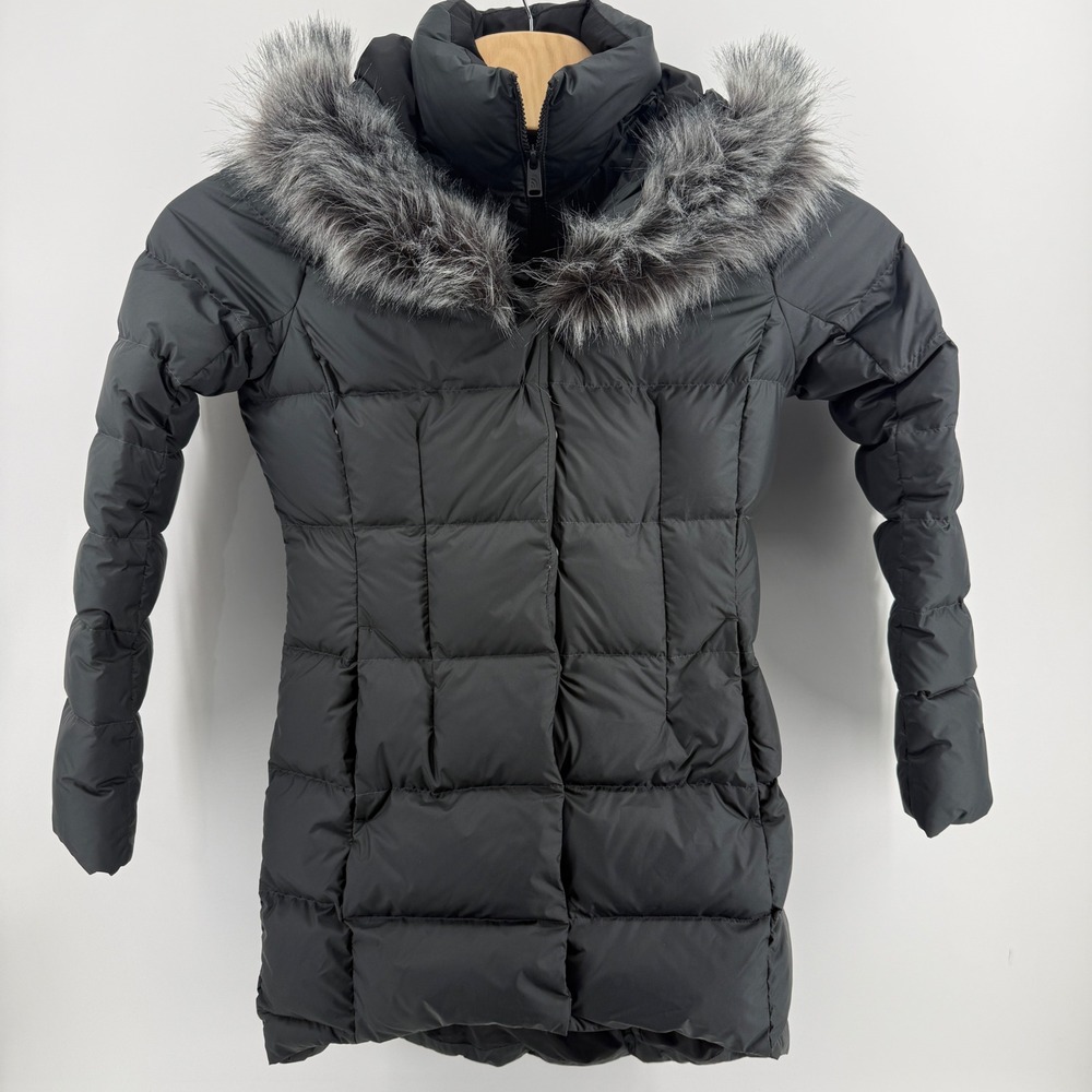 The North Face Gotham Parka II Black 550 Down Faux Fur Trim Hooded Jacket Small